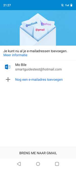 Selecteer BRENG ME NAAR GMAIL