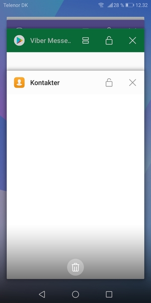 Vælg Slet-ikonet for at lukke alle åbne apps