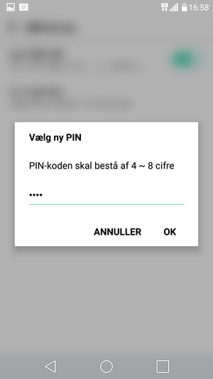 Indtast din Nye PIN-kode og vælg OK