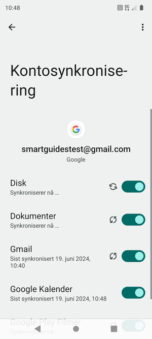 Din informasjon blir synkronisert