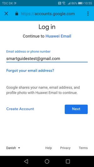 Enter your Gmail address and select NEXT