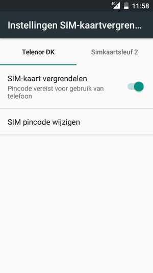 Selecteer Public en  SIM pincode wijzigen