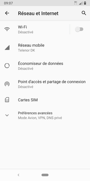 Sélectionnez Point d'accès et partage de connexion