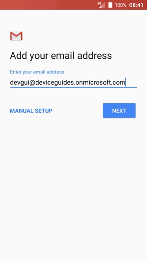 Enter your email address and select MANUAL SETUP