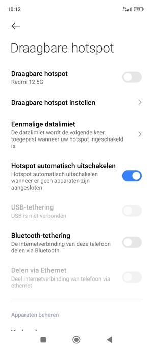 Selecteer Draagbare hotspot instellen