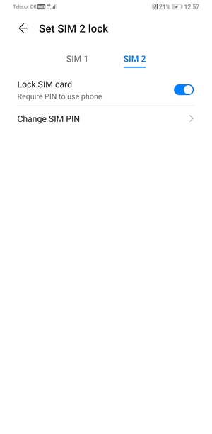 Select SIM 1 or SIM 2 and select Change SIM PIN