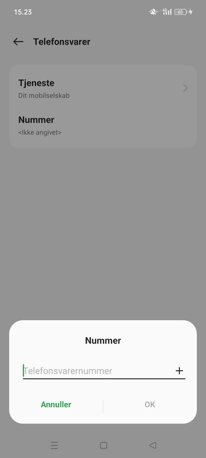 Indtast Telefonsvarernummer og vælg OK
