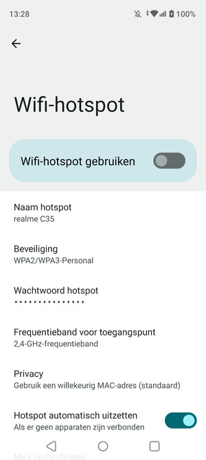 Selecteer Wachtwoord hotspot