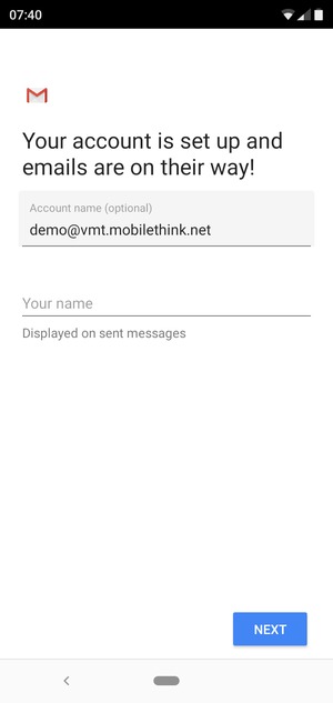 Give your account a name and enter your name. Select NEXT