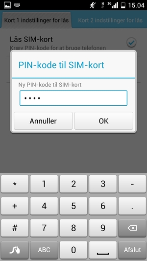 Indtast din Nye PIN-kode til SIM-kort og vælg OK