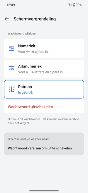 Uw telefoon is nu beveiligd met een schermvergrendeling