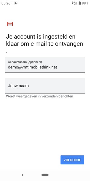 Geef uw account een naam en voer uw naam in. Selecteer VOLGENDE