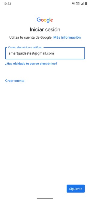 Introduzca su dirección de Gmail y seleccione Siguiente