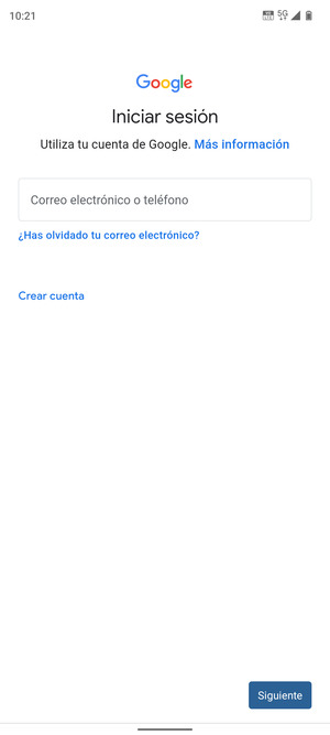 Introduzca su dirección de Gmail y seleccione Siguiente