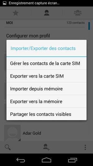 Sélectionnez Gérer les contacts de la carte SIM