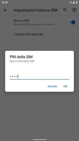 Inserisci Nuovo PIN della SIM e seleziona OK