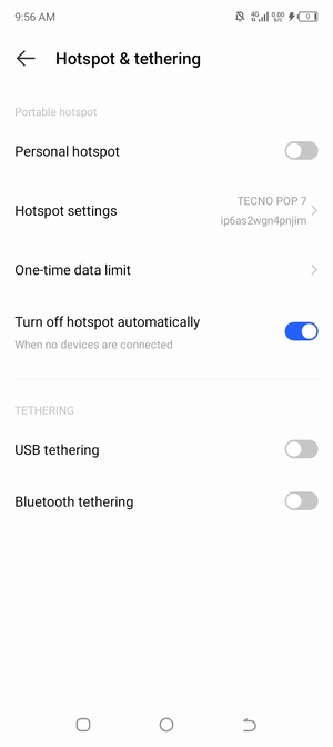 Select Hotspot settings