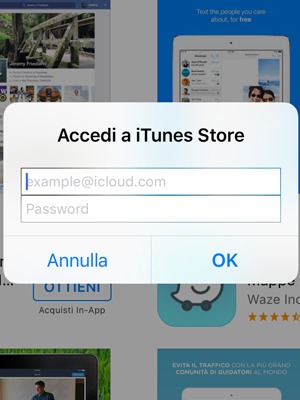 Inserisci Nome utente ID Apple e Password ID Apple. Seleziona OK