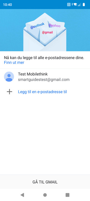 Velg GÅ TIL GMAIL