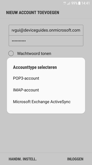 Selecteer Microsoft Exchange ActiveSync