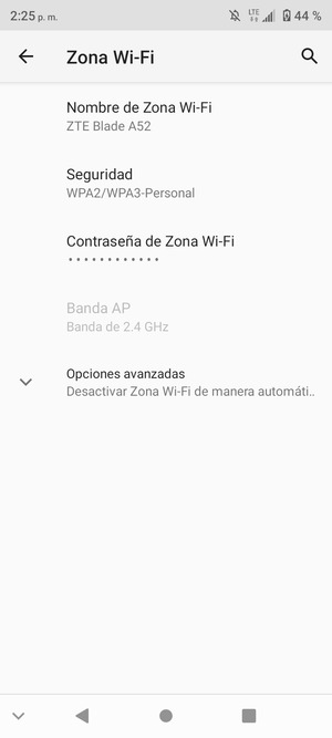 Seleccione Contraseña de Zona Wi-Fi