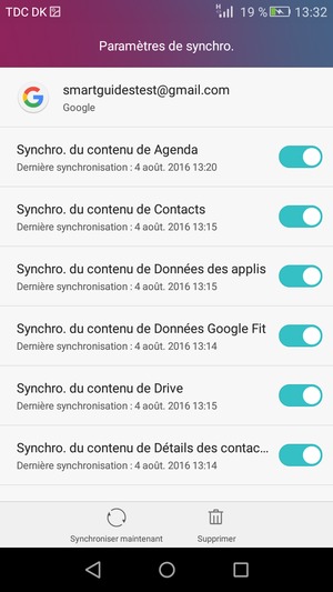 Assurez-vous que Synchro. du contenu de Contacts est sélectionné