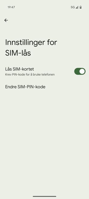 Velg Endre SIM-PIN-kode