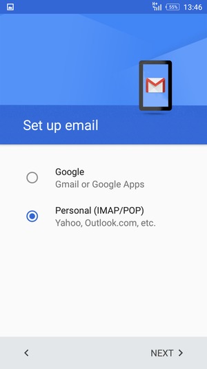 Select Personal (IMAP/POP) and NEXT