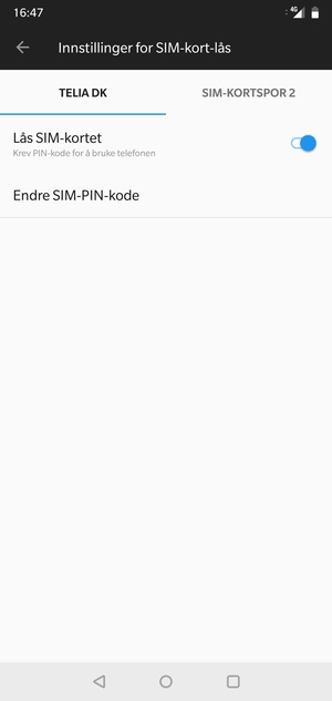 Velg Public og Endre SIM-PIN-kode