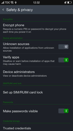 To change the PIN for the SIM card, return to the Safety & Privacy menu and select Set up SIM/RUIM card lock