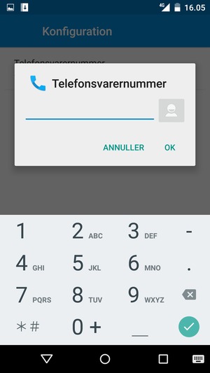 Indtast Telefonsvarernummer og vælg OK