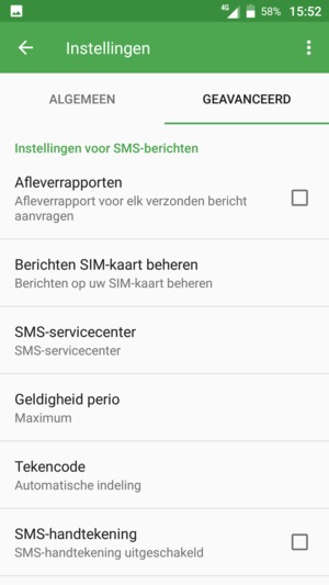Selecteer SMS-servicecenter