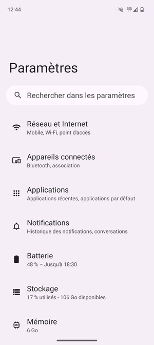 Sélectionnez Réseau et Internet