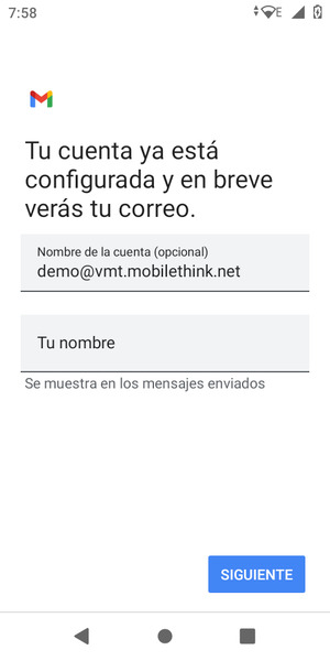 Déle a su cuenta un nombre y escriba su nombre. Seleccione SIGUIENTE