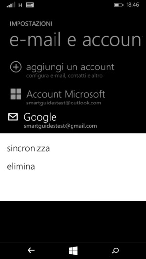 Premi e tieni premuto il tuo account Google e seleziona sincronizza