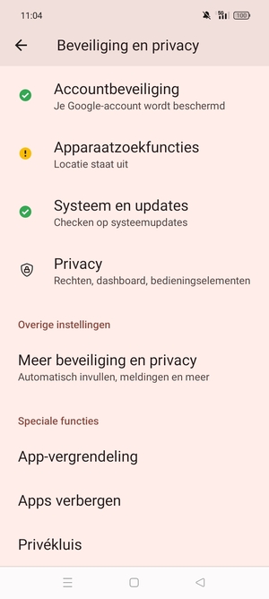 Scroll naar en selecteer  Meer beveiliging en privacy