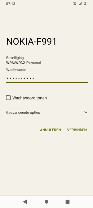 Voer het WiFi-wachtwoord in en selecteer VERBINDEN