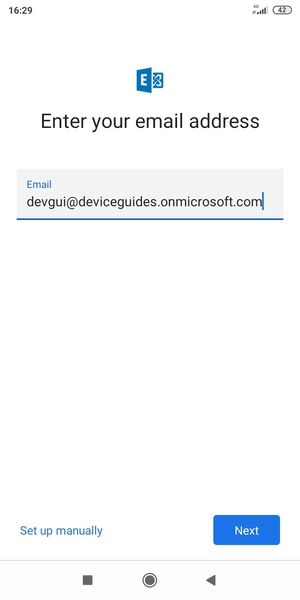 Enter your Email address and select Set up manually