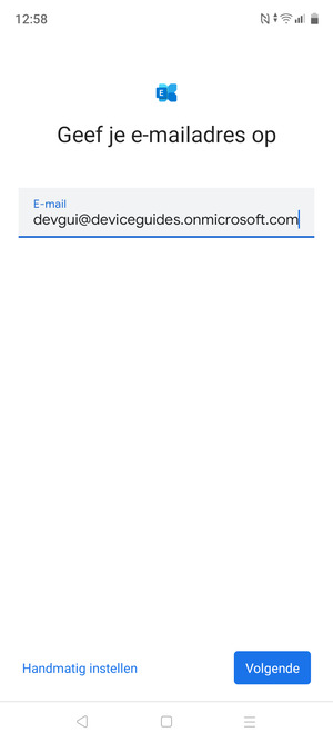 Voer uw e-mailadres in en selecteer Handmatig instellen