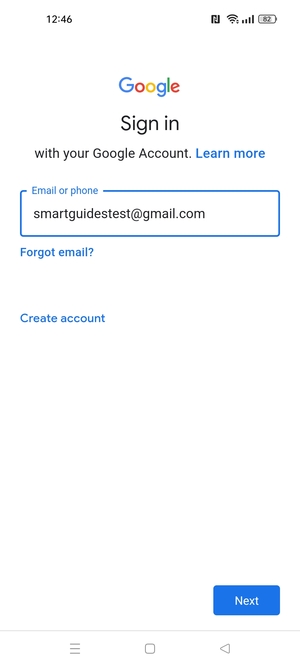 Enter your Gmail address and select Next