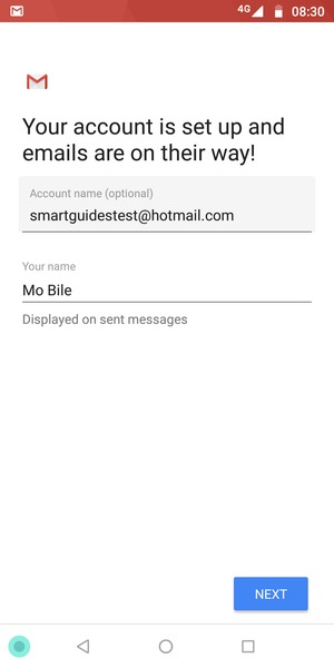 Give your account a name and enter your name. Select NEXT