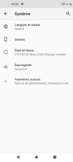 Sélectionnez Sauvegarde