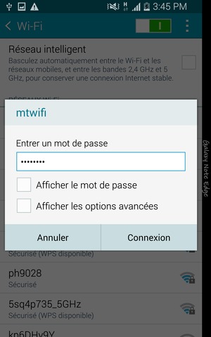 Saisissez le mot de passe du Wi-Fi et sélectionnez Connexion
