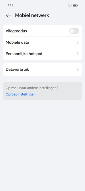 Selecteer Mobiele data