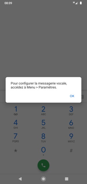 Si votre messagerie vocale n'est pas configurée, sélectionnez OK