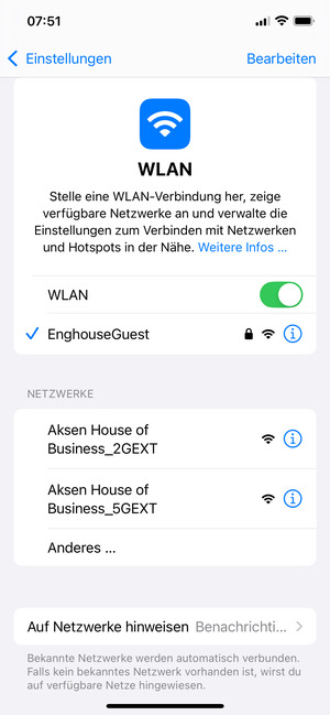 Sie sind nun mit dem WLAN-Netzwerk verbunden