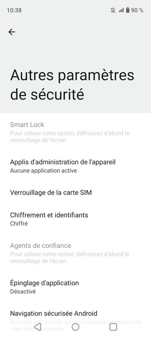 Sélectionnez Verrouillage de la carte SIM