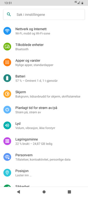 Velg Nettverk og Internett