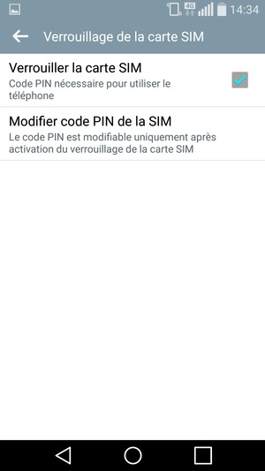 Sélectionnez Modifier code PIN de la SIM