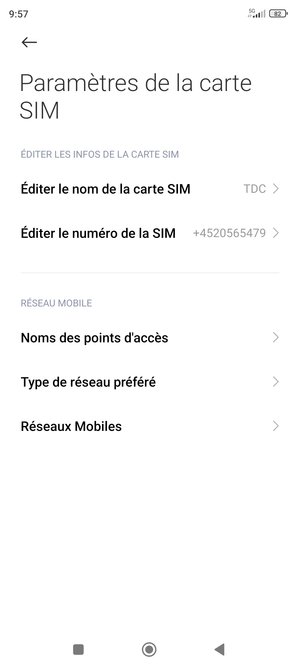 Sélectionnez Réseaux Mobiles